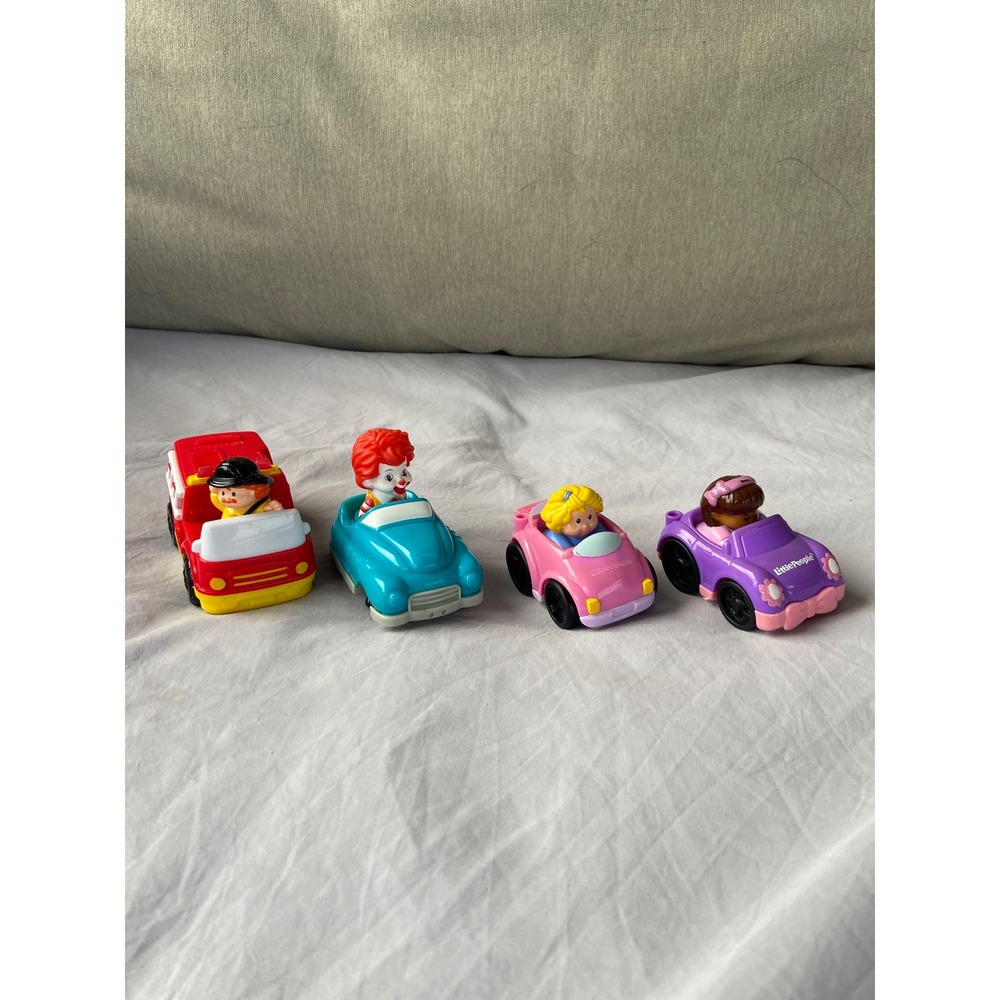 Fisher Price Little People Ronald McDonald Toy Car Vehicle Lot Fire Truck 4pc